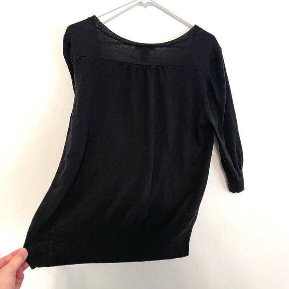 LANE BRYANT Plus Size Black V-Neck 3/4 Sleeve 100% Cotton Cardigan Sweater 18 20 - Picture 13 of 13